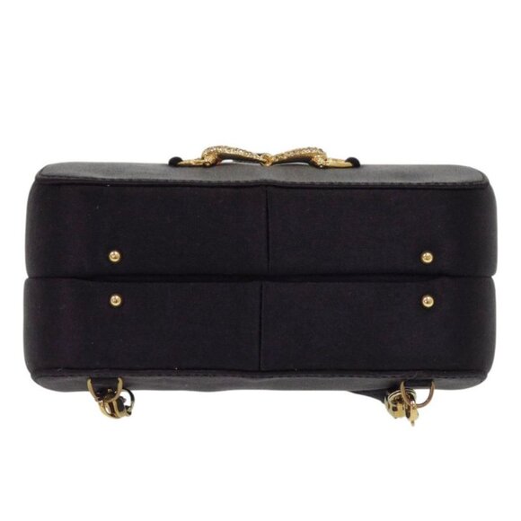 Gucci Horsebit Backpack Satin Rhinestone Black Mini Bag Black 0837 - Picture 6 of 8